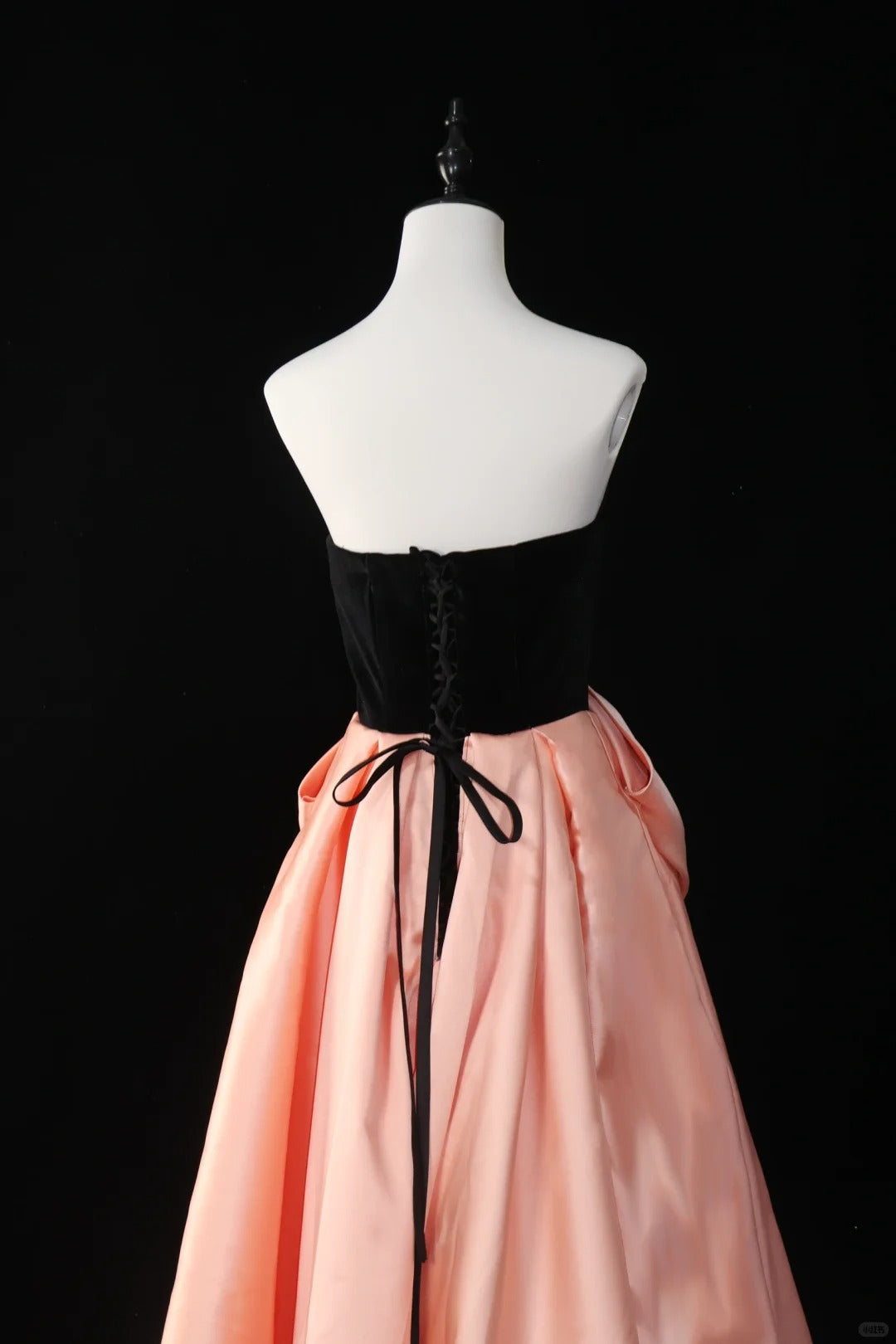 Robe de soirée longue en satin noir et rose contrasté, robe de bal, robe de remise de diplôme, gh4544