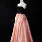 Robe de soirée longue en satin noir et rose contrasté, robe de bal, robe de remise de diplôme, gh4544