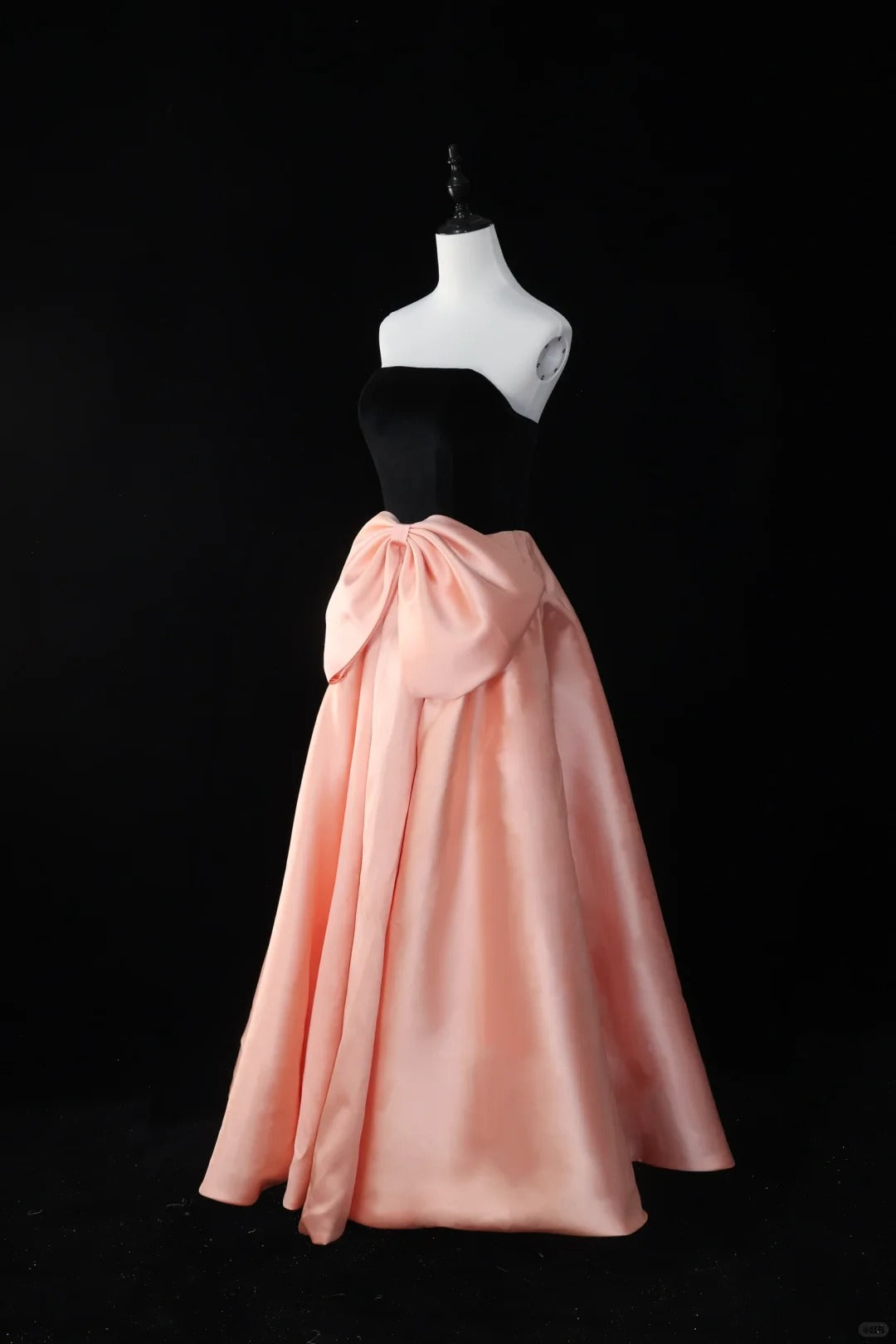 Robe de soirée longue en satin noir et rose contrasté, robe de bal, robe de remise de diplôme, gh4544