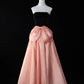 Robe de soirée longue en satin noir et rose contrasté, robe de bal, robe de remise de diplôme, gh4544