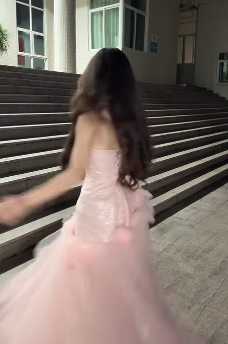 Light Pink Strapless Waist-Cinched Bodycon Mermaid Long Evening Dress, Fairy Gown, Romantic Gown gh7477