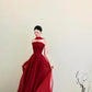 Rotes langes Chiffon-Abendkleid gh6777