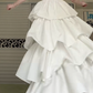 White Strapless Sweetheart Neck Tiered High‑Slit Wedding Gown, Multi‑Layer Ruffle Cake Skirt Formal Prom Dress gh8997