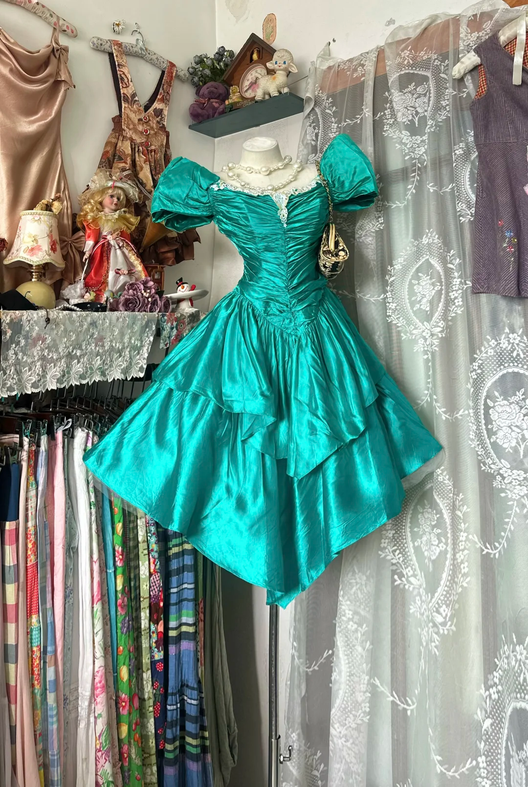 Teal Fitted Waist Slim Retro Elegant Prom Dress, Evening Gown gh7207