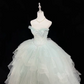Light Green Strapless Cinched Waist Voluminous Princess Skirt Long Romantic Dress, Wedding Gown gh7970