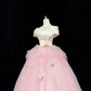Blush Pink Satin Cinched Waist Voluminous Tulle Skirt Long Elegant Romantic Dress, Wedding Gown gh7845