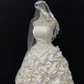 Off White Strapless Romantic Gown, Lace Fabric, Cinched Waist, Voluminous Tiered Skirt with Lace Trim, Wedding Gown gh8105