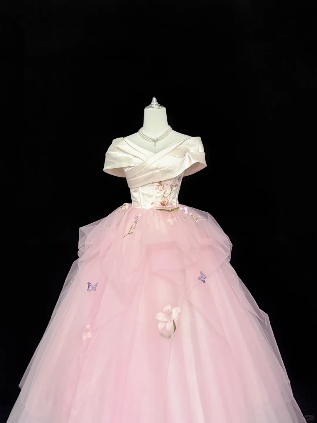 Blush Pink Satin Cinched Waist Voluminous Tulle Skirt Long Elegant Romantic Dress, Wedding Gown gh7845