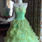 Fresh Green Spaghetti Strap Waist-Cinched Voluminous Skirt Prom Dress, Birthday Ball Gown, Evening Party Gown gh7280