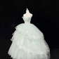 Light Green Strapless Cinched Waist Voluminous Princess Skirt Long Romantic Dress, Wedding Gown gh7970