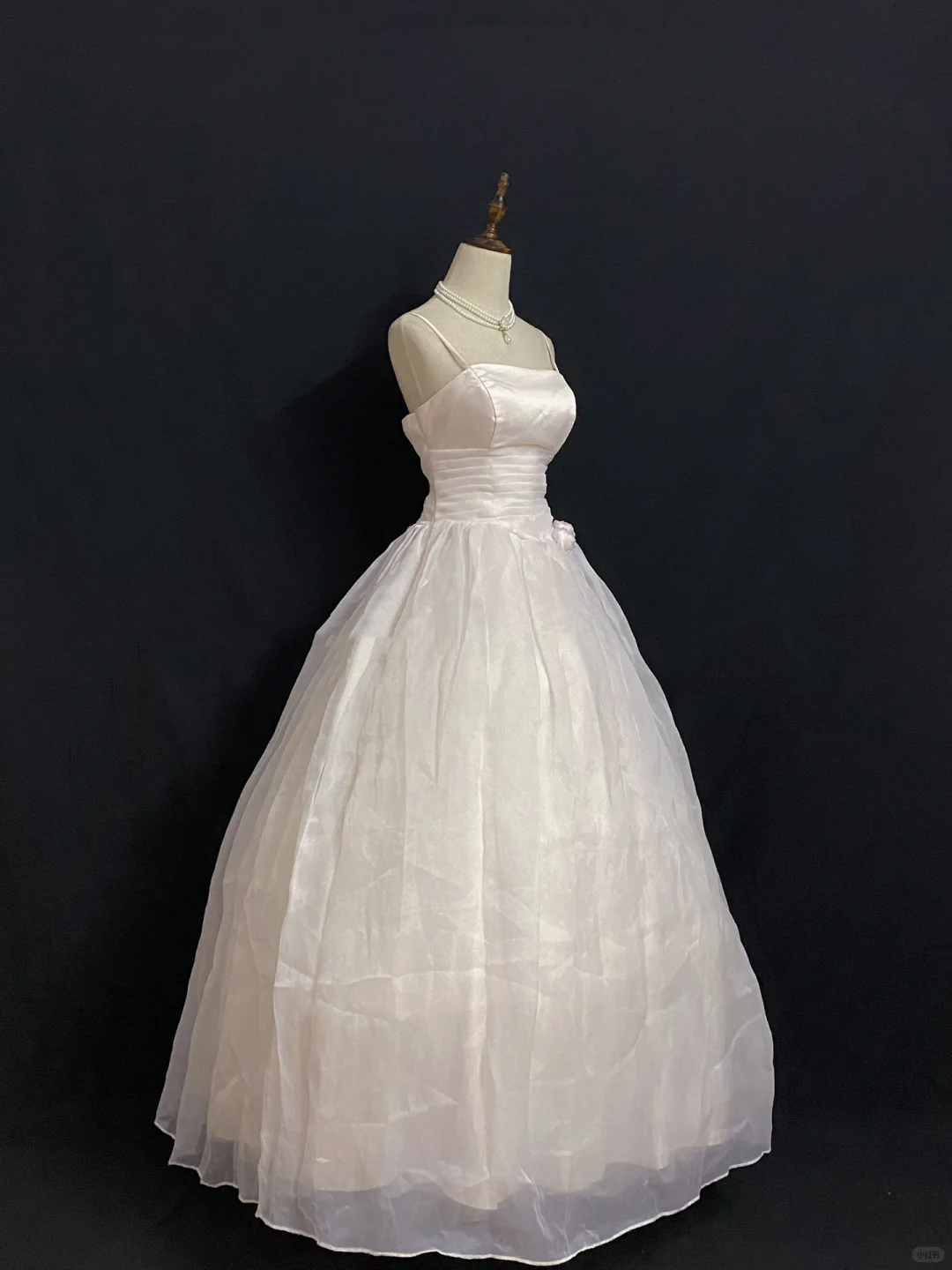 Blush Pink Spaghetti Strap Romantic Gown, Cinched Waist, Voluminous Princess Skirt, Wedding Dress & Bridal Gown gh8281