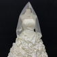 Off White Strapless Romantic Gown, Lace Fabric, Cinched Waist, Voluminous Tiered Skirt with Lace Trim, Wedding Gown gh8105