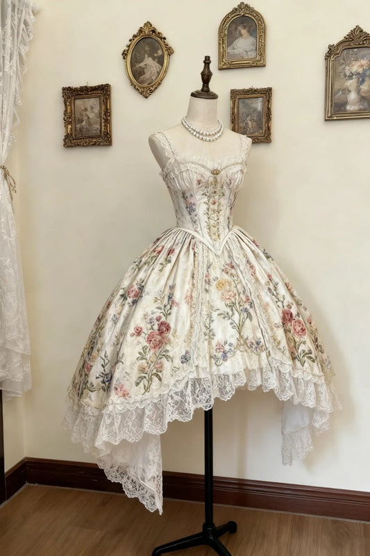 Oil painting style Rococo floral palace birthday dress gh6886