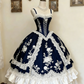 Green and White Rose Rococo Palace Dress gh6781