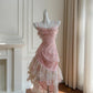 Pink Lace Vintage Flowy long/Short Homecoming Dress Chiffon Ball Gown Birthday Party Dress gh4406