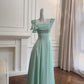 Green long satin dress gh6853