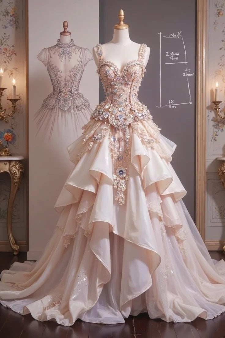 Rosa Luxus Wunderschöne Funkelnde Korsett Prinzessin Lange Tüll Elegante Ballkleid Abendkleid Brautkleid gh4732