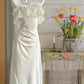 girlhomeshops – Langes weißes Chiffon-Heimkehrkleid mit Rüschen, gh5697