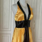 Robe de soirée longue en satin jaune à perles exquises, robe de bal tendance, gh4267