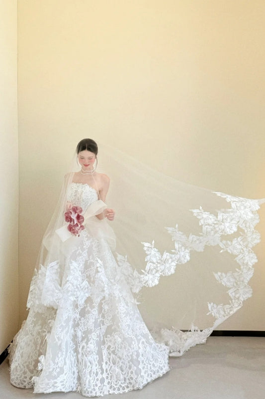 girlhomeshops - Exquisites langes Spitzen-Brautkleid gh5964