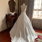 White Spaghetti Strap Waist-Cinched Voluminous Skirt Elegant Vintage Prom Gown, Graduation Dress, Wedding Dress gh7263