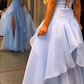 Light Blue Strapless Slit Sexy Prom Dress, Evening Gown gh7290