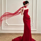 Robe de soirée élégante et simple, longue et en satin bordeaux, longueur au sol, robe de bal, gh4361