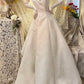 Robe de bal longue en satin blanc avec perles exquises, robe de soirée, robe de mariée gh4511