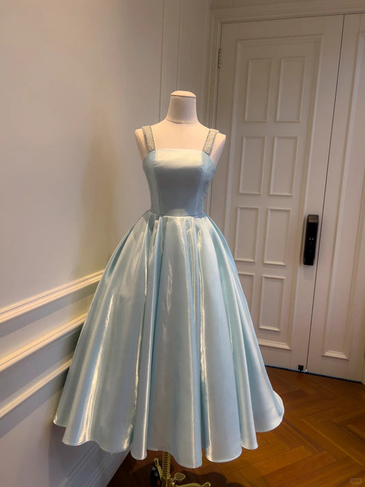 Luxuriöses, schimmerndes Satin-Spaghettiträgerkleid im Sweet-Style – Elegantes Kleid für Dates und Partys gh6559