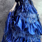 Une magnifique robe de bal longue en tulle bleu scintillant gh6848