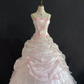 Blush Pink Spaghetti Strap Embroidered Romantic Gown, Fitted Waist, Voluminous Princess Skirt, Wedding Dress & Bridal Gown gh8263