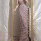 Robe de soirée longue élégante en mousseline de soie, motif floral lilas, robe de demoiselle d'honneur, gh4463