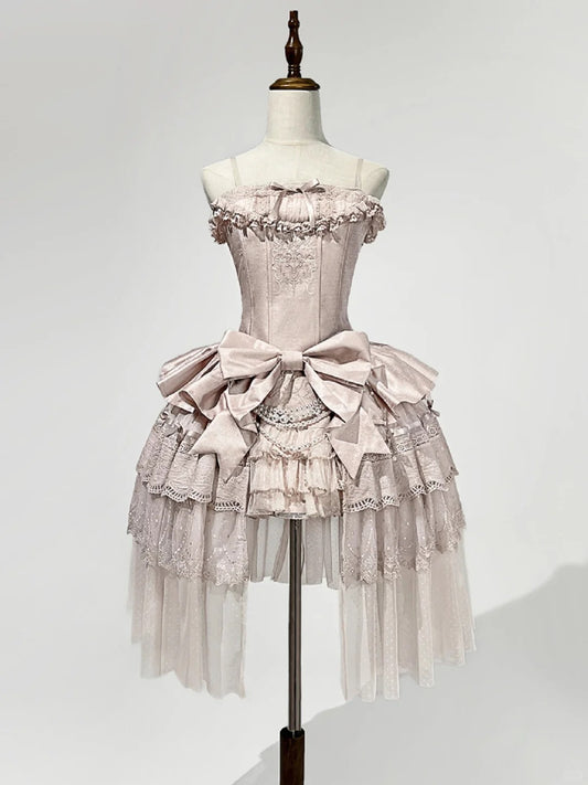 Girlhomeshops-Pink Sweet Formal Princess Satin Short Homecoming Dress Birthday Party Dress gh5348