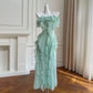 girlhomeshops--mint green/pink floral long chiffon prom dress gh5580