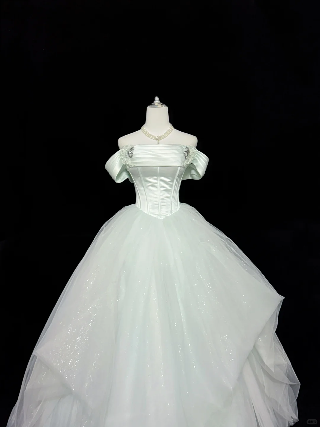 Sage Green Off-the-Shoulder Cinched Waist Voluminous Princess Skirt Long Romantic Dress, Wedding Gown gh7865