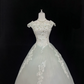 Light Green Embroidered Cinched Waist Voluminous Skirt Long Romantic Dress, Wedding Gown gh8048