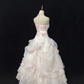 Blush Pink Strapless Embroidered Cinched Waist Voluminous Skirt Vintage Romantic Dress, Wedding Gown gh7998