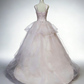 Robe de bal rose pâle style princesse - Robe bustier en dentelle et perles pour Quinceañera gh6948
