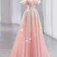 Rosa wunderschöne glänzende verträumte elegante Mode exquisite Perlen lange bodenlangen Schleppe Tüll Ballkleid Abendkleid gh4000