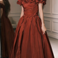 Flower Off-the-shoulder Gown - Waist-Cinched Ball Gown gh6945
