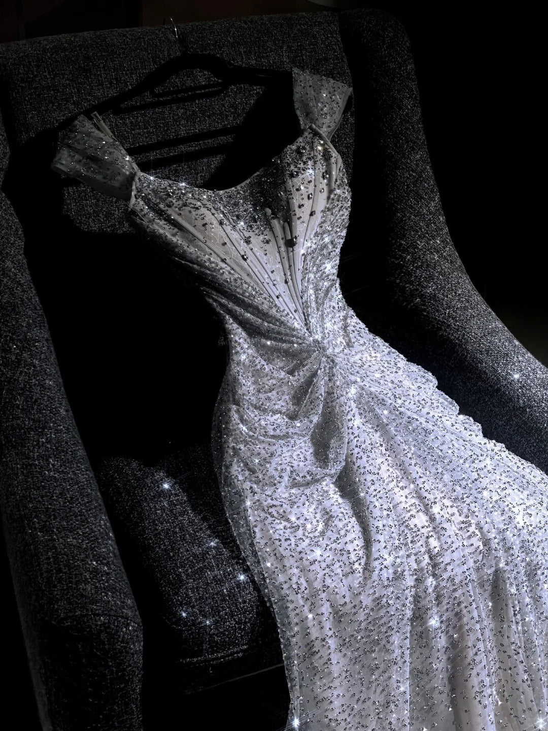 girlhomeshops--White gorgeous exquisite beaded long princess tulle prom dress ball gown gh5694