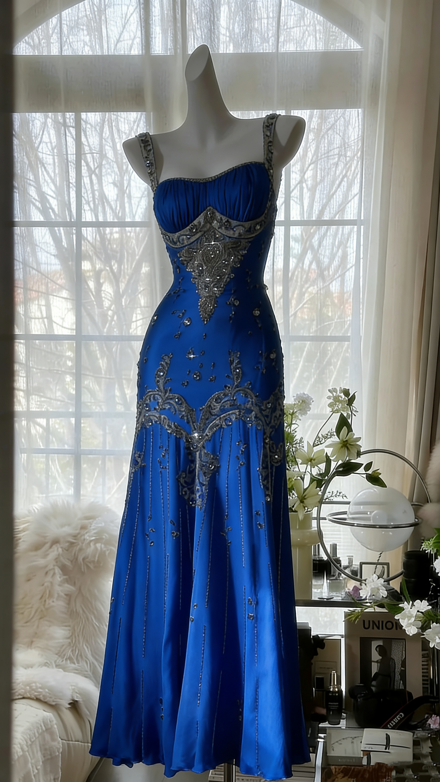 Elfenbeinfarbenes Vintage-Kleid, elegant, glänzend, exquisite Strass-Perlen, langes Chiffon-Ballkleid, Abendkleid, Geburtstagspartykleid, Abschlussballkleid, Abschlusskleid, gh3945
