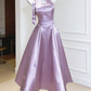 Light Color Halter Waist-Cinched Fitted Satin Elegant Evening Dress, Fairy Gown, Romantic Gown gh7380