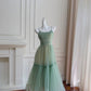 Mint Flowy Long Chiffon Ball Gown Birthday Party Dress gh4405