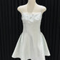 Ice blue floral satin short back to school dress, birthday party dress gh4648