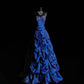Robe de bal bustier ornée de perles Princesse Saphir, robe de soirée bleu royal gh7067