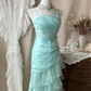 Mint Green Layered Mermaid Evening Gown gh7112