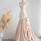 girlhomeshops- Vintage Pink-White Contrast Ruched Strapless Mermaid Long Evening Gown gh6091
