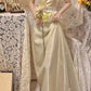 Robe de soirée longue en mousseline de soie à fleurs jaunes, robe de soirée, robe de remise de diplôme, ensemble deux pièces gh4506