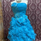 Green/Blue Beaded Princess Tulle Short Homecoming Ball Gown gh4642